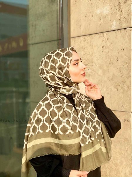 Nona - Hijab A Motifs En Coton Kaki - Mirach
