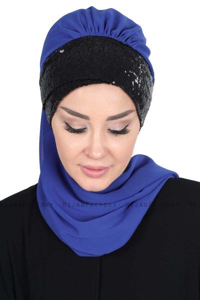 Olga - Hijab Pratique Bleu & Noir