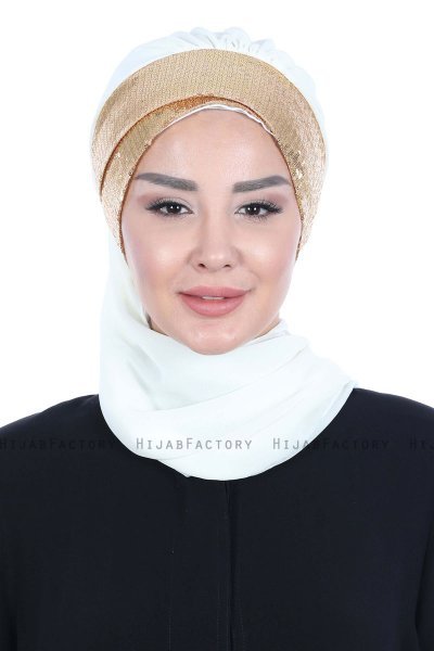 Olga - Hijab Pratique Crème & Gold