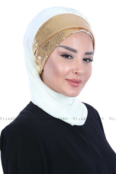 Olga - Hijab Pratique Crème & Gold