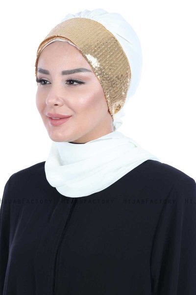 Olga - Hijab Pratique Crème & Gold