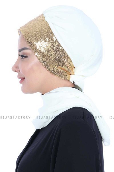 Olga - Hijab Pratique Crème & Gold