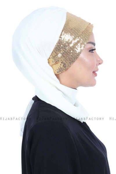 Olga - Hijab Pratique Crème & Gold