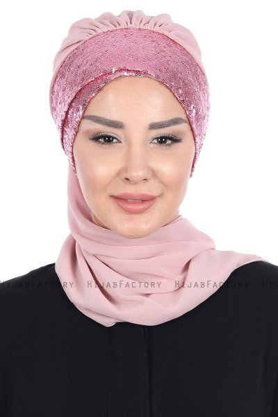 Olga - Hijab Pratique Vieux Rose & Vieux Rose