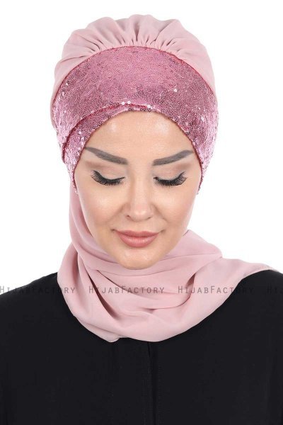 Olga - Hijab Pratique Vieux Rose & Vieux Rose