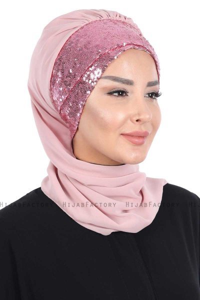 Olga - Hijab Pratique Vieux Rose & Vieux Rose