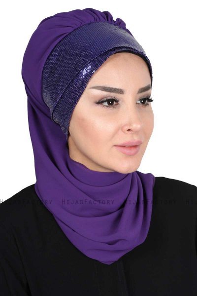 Olga - Hijab Pratique Violet & Violet