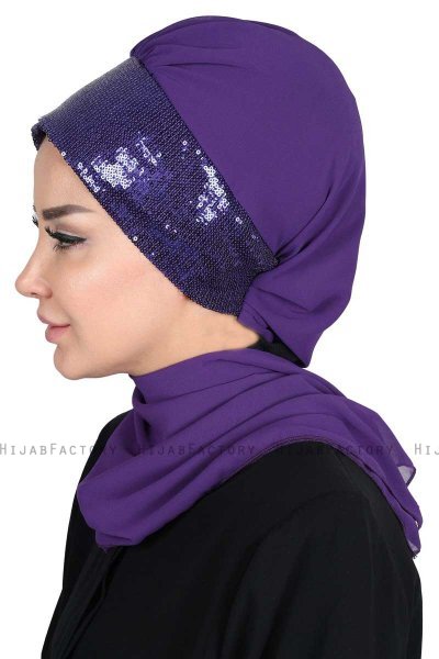 Olga - Hijab Pratique Violet & Violet