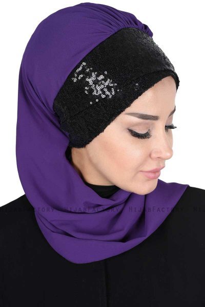 Olga - Hijab Pratique Violet & Noir