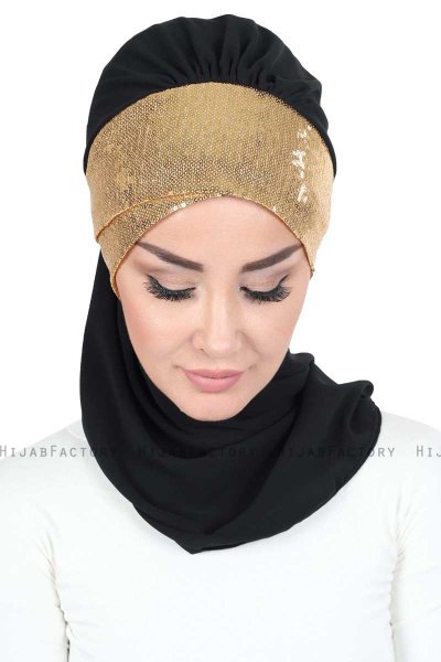 Olga - Hijab Pratique Noir & Gold