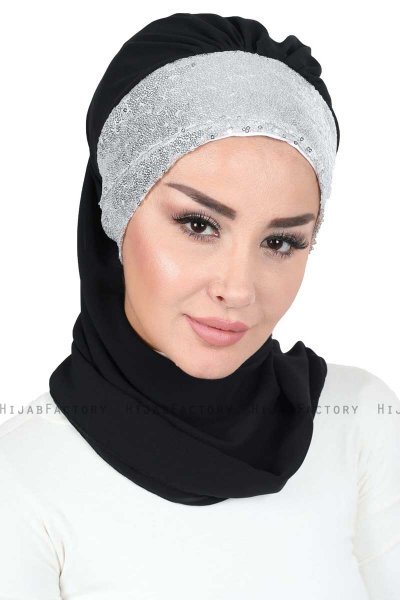 Olga - Hijab Pratique Noir & Argent