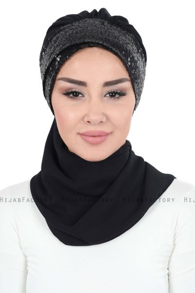 Olga - Hijab Pratique Noir & Noir