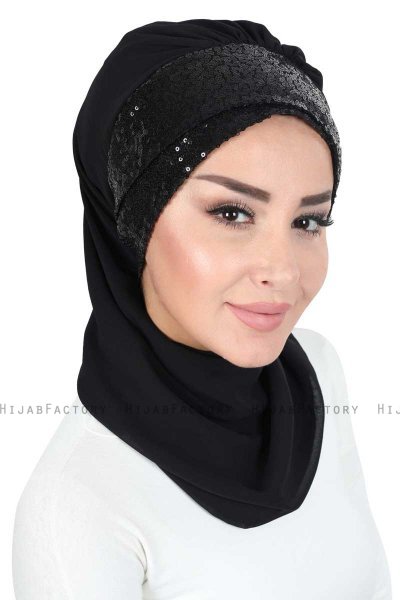 Olga - Hijab Pratique Noir & Noir