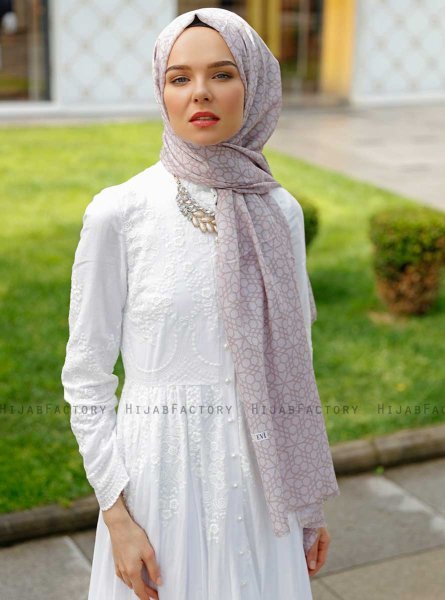 Pareesa - Hijab à Motifs Taupe - Sal Evi