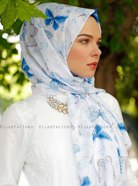 Parwin - Hijab à Motifs Bleu - Sal Evi