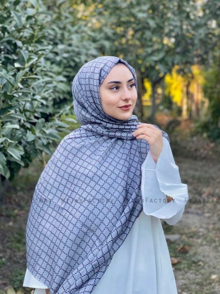 Qiana - Hijab A Motifs En Coton Gris