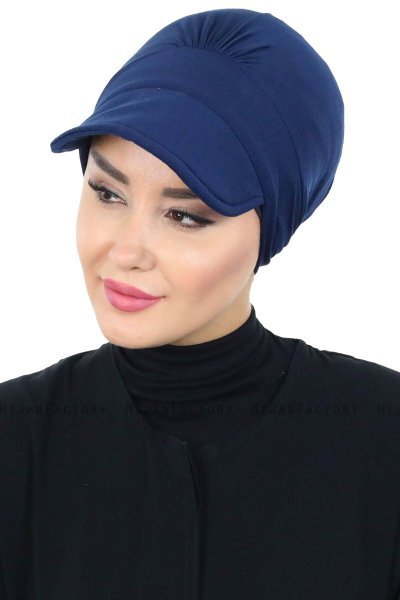 Sandra - Turban En Coton Bleu Marin - Ayse Turban