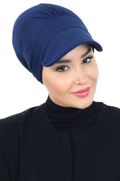 Sandra - Turban En Coton Bleu Marin - Ayse Turban