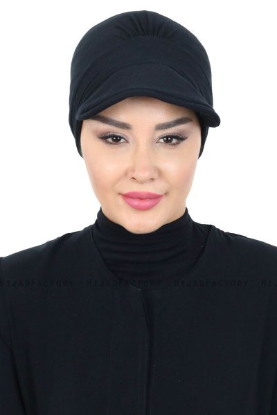 Sandra - Turban En Coton Noir - Ayse Turban