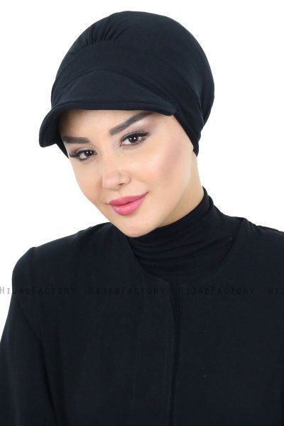 Sandra - Turban En Coton Noir - Ayse Turban