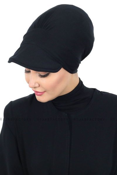 Sandra - Turban En Coton Noir - Ayse Turban