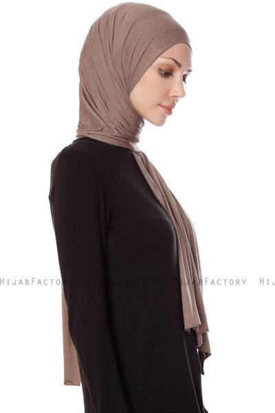 Seda - Hijab Jersey Taupe Foncé - Ecardin