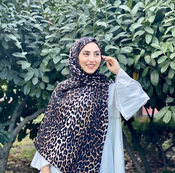 Shahnaz - Hijab En Coton à Motif Léopard Noir