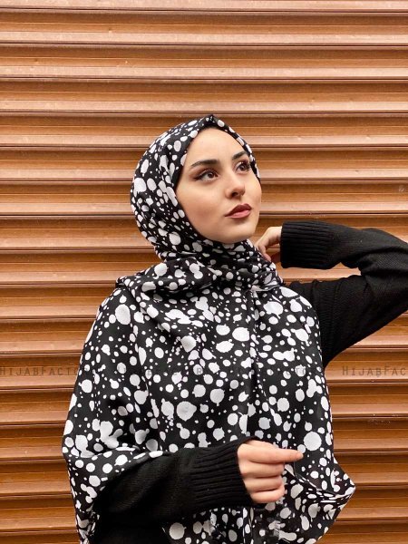 Sham - Hijab A Motifs En Coton Noir - Mirach