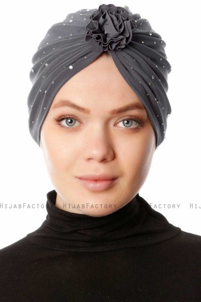 Shereen - Turban Crepe Chiffon Anthracite - Sehr-i Sal
