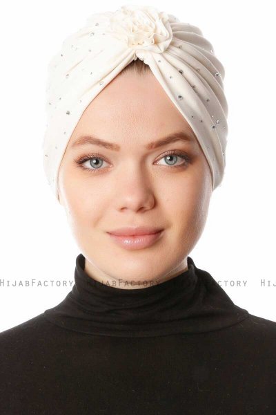 Shereen - Turban Crepe Chiffon Crème - Sehr-i Sal
