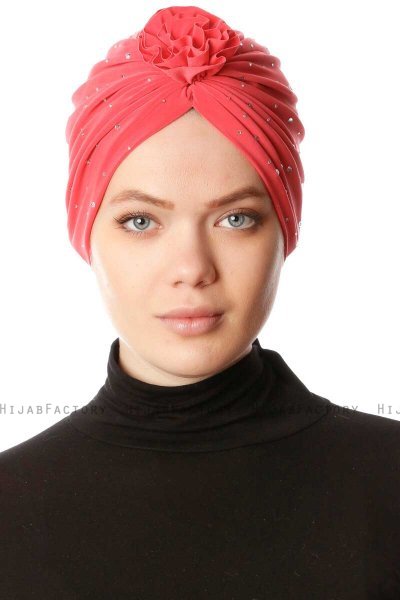 Shereen - Turban Crepe Chiffon Framboise - Sehr-i Sal
