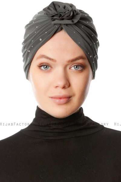 Shereen - Turban Crepe Chiffon Kaki - Sehr-i Sal