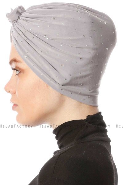 Shereen - Turban Crepe Chiffon Gris Clair - Sehr-i Sal
