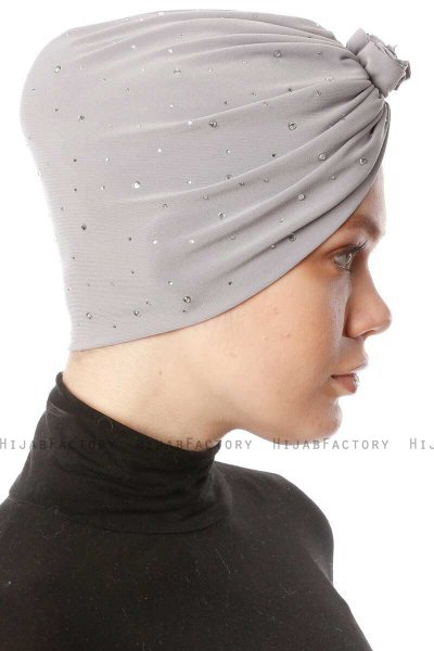 Shereen - Turban Crepe Chiffon Gris Clair - Sehr-i Sal