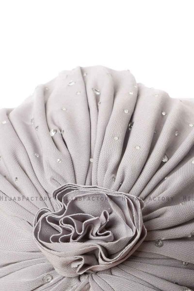 Shereen - Turban Crepe Chiffon Gris Clair - Sehr-i Sal