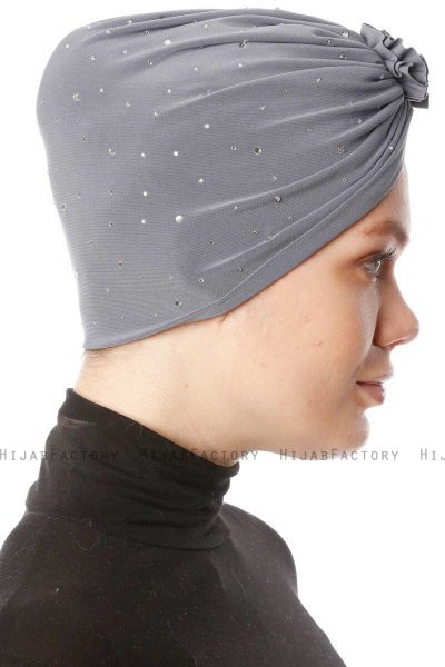 Shereen - Turban Crepe Chiffon Gris Foncé - Sehr-i Sal