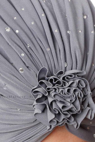 Shereen - Turban Crepe Chiffon Gris Foncé - Sehr-i Sal