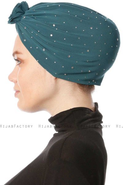 Shereen - Turban Crepe Chiffon Vert Foncé - Sehr-i Sal