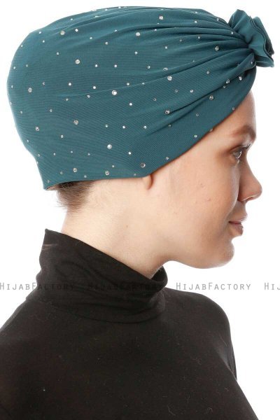 Shereen - Turban Crepe Chiffon Vert Foncé - Sehr-i Sal