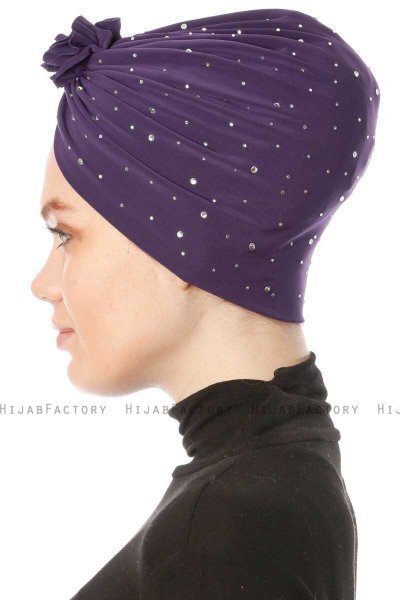 Shereen - Turban Crepe Chiffon Violet Foncé - Sehr-i Sal