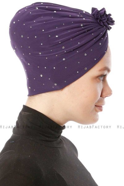 Shereen - Turban Crepe Chiffon Violet Foncé - Sehr-i Sal