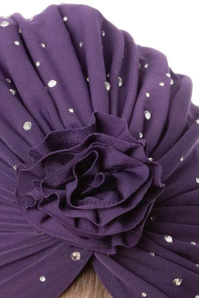 Shereen - Turban Crepe Chiffon Violet Foncé - Sehr-i Sal