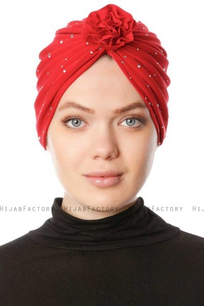 Shereen - Turban Crepe Chiffon Rouge - Sehr-i Sal