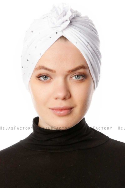 Shereen - Turban Crepe Chiffon Blanc - Sehr-i Sal