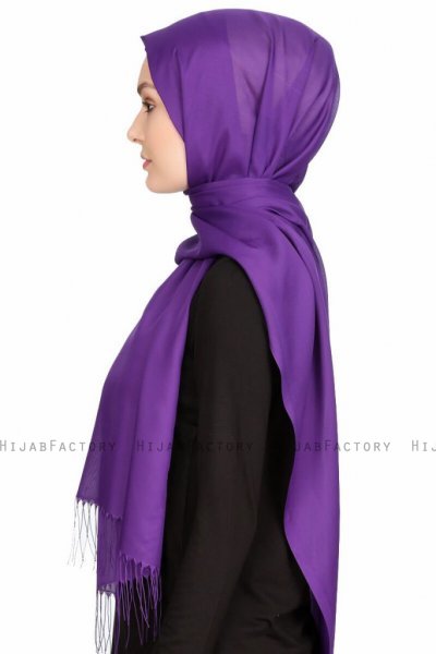 Sinem Lila Chiffon Hijab Med Fransar 4A1423c