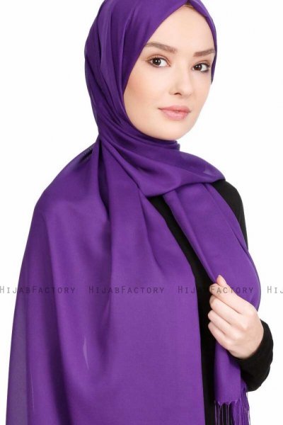 Sinem Lila Chiffon Hijab Med Fransar 4A1423d