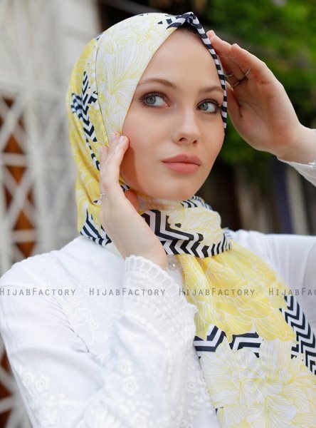 Yumna - Hijab à Motifs Jaune