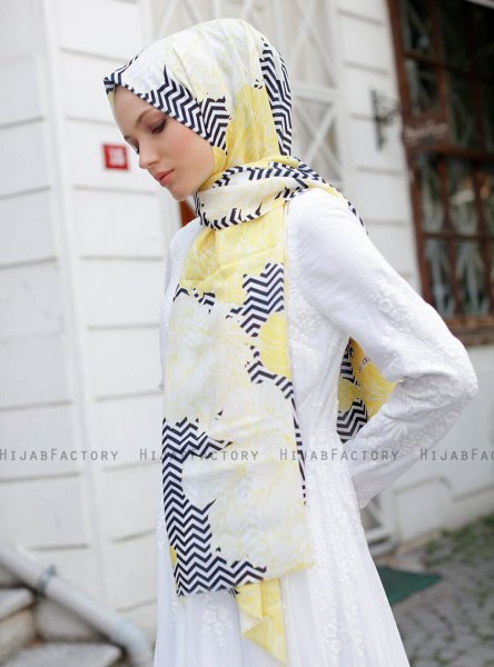 Yumna - Hijab à Motifs Jaune