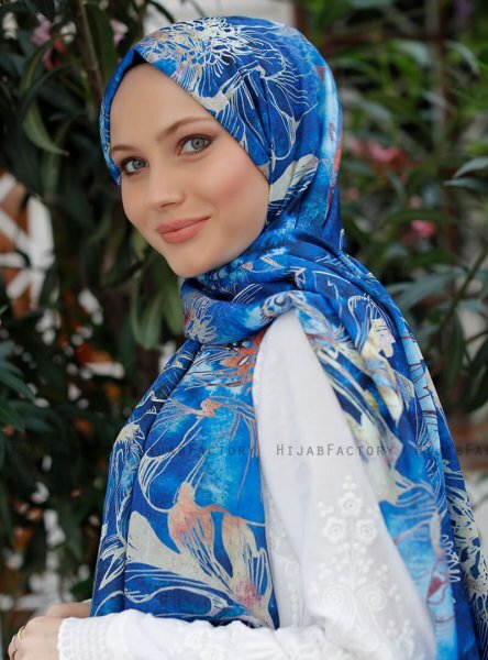 Yumna - Hijab à Motifs Bleu Marin