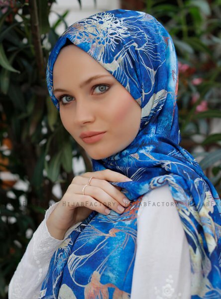 Yumna - Hijab à Motifs Bleu Marin